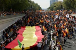 Miles Se Unen a Manifestación de Derecha en Contra del Gobierno Español